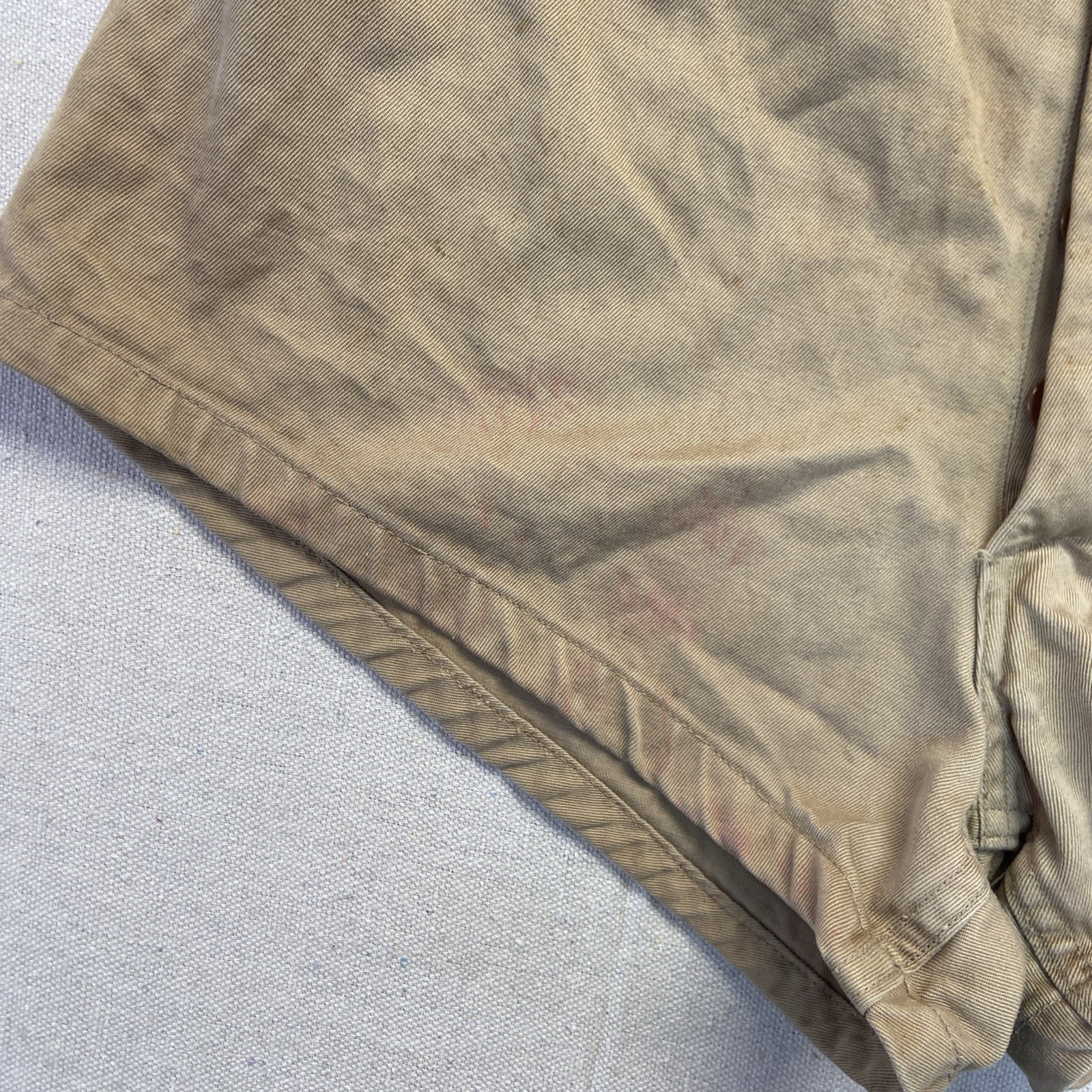 Military Athletic Shorts Mens 28 Belted Khaki Cotton Vintage Button Fly Army 50s