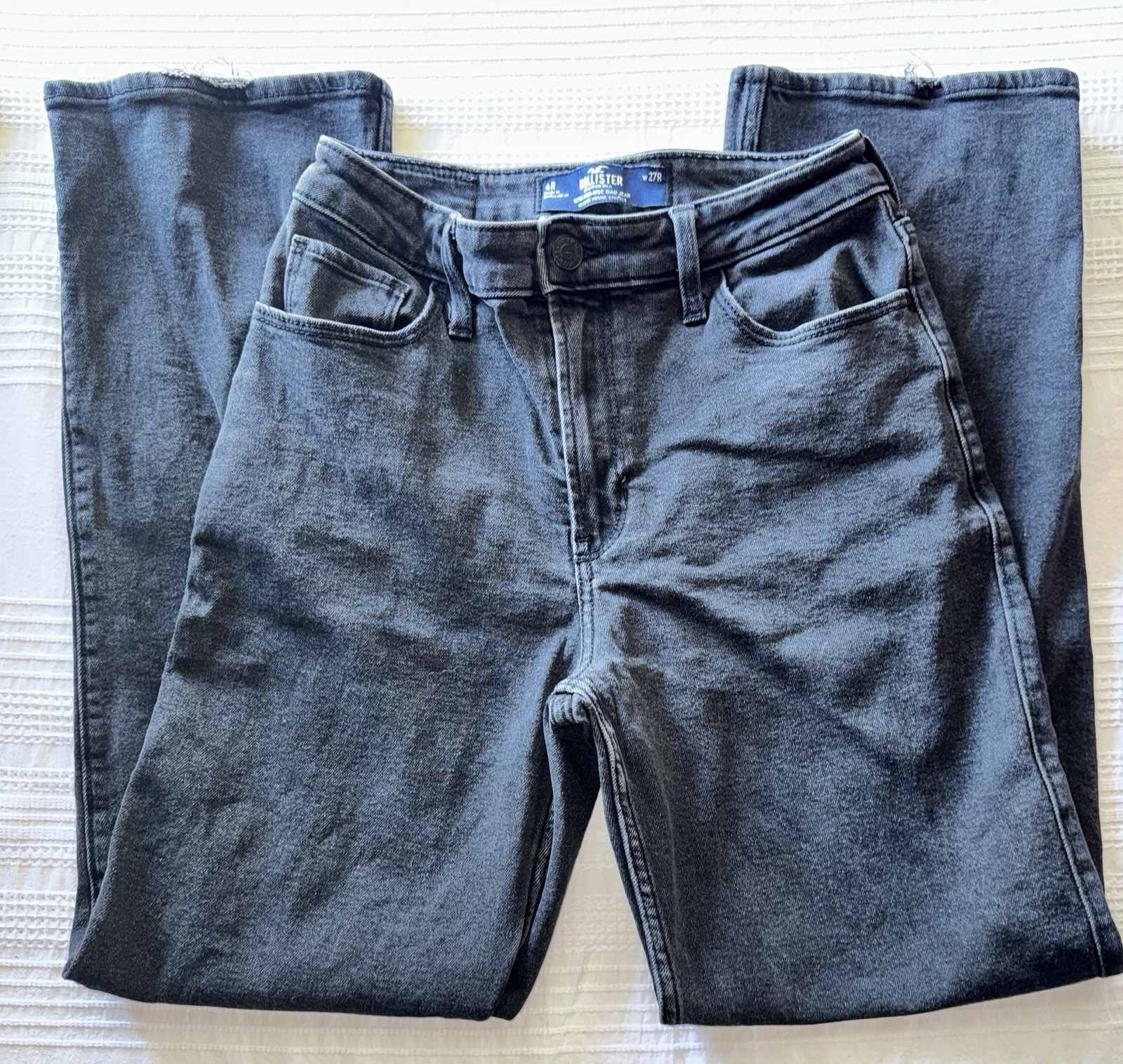 Hollister High Rise Dad Jeans Black Medium Wash Stretch Denim 5-Pocket