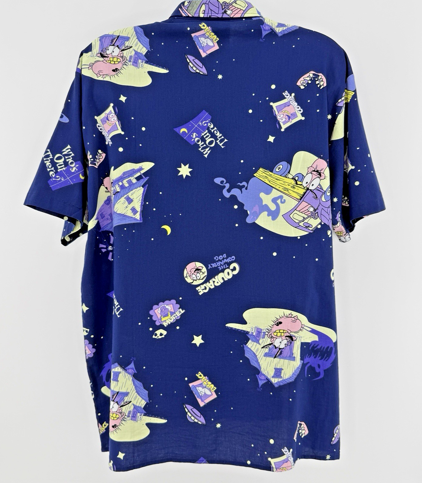 Courage The Cowardly Dog All Over Print Button Up Shirt XL Cartoon Network Y2K