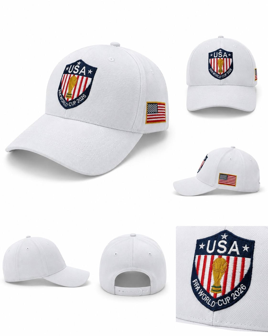 FAST SHIP – FIFA World Cup 2026 MEX USA CAN Cotton Hat, Detailed Embroidery