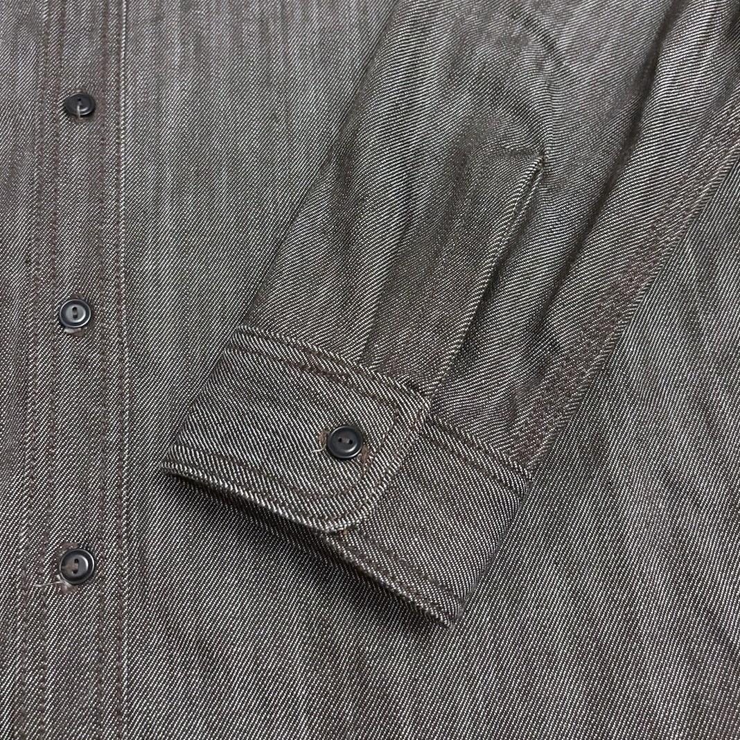Gustin Denim Chambray Workshirt Men 2XL Dark Oak Gray Cotton Italy Made in USA
