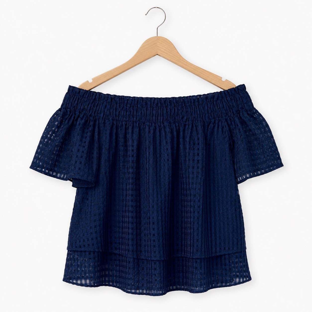 Mollie Burch Loretta Short Sleeve Off the Shoulder Navy Blue Top Women’s Size S