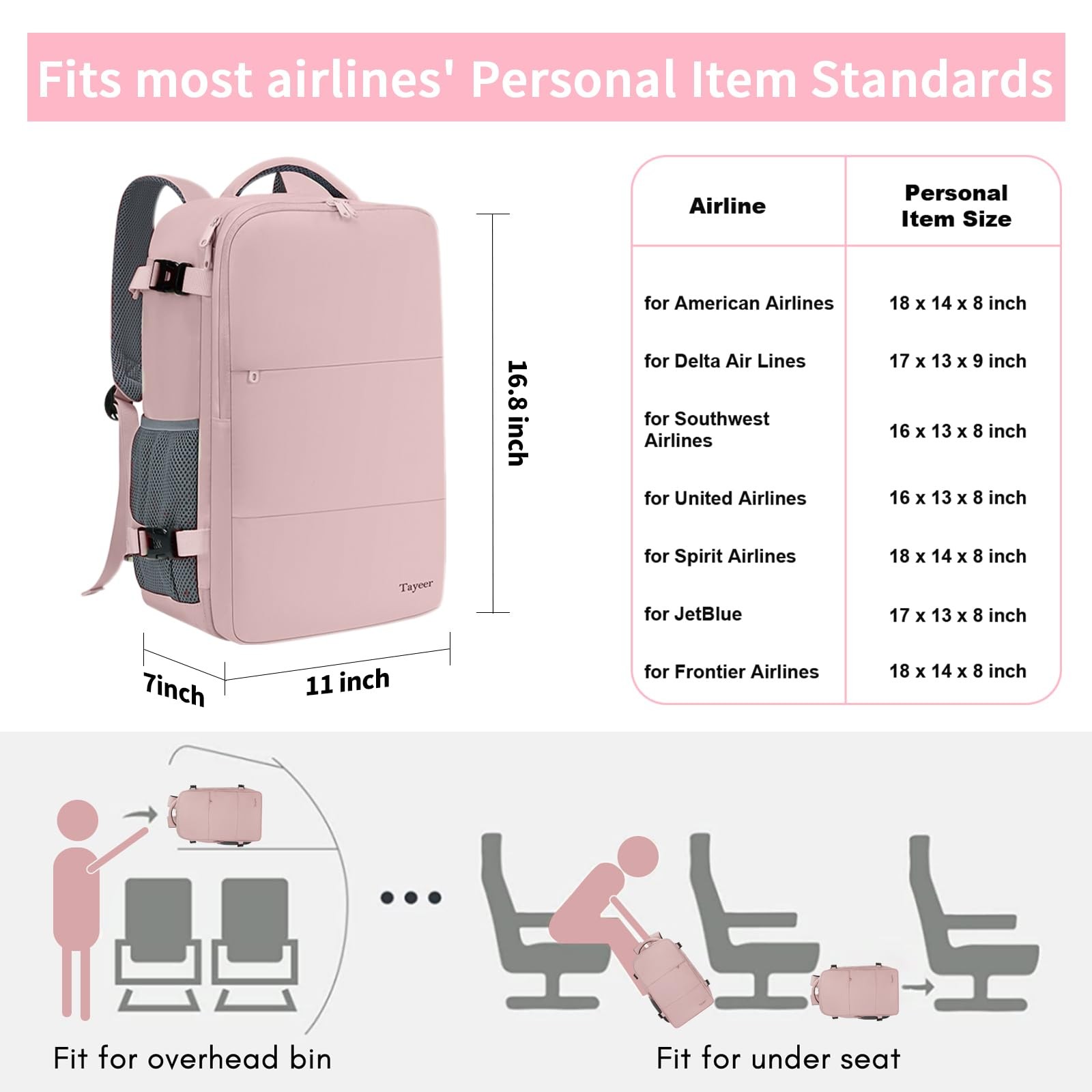 Taygeer Travel Backpack for Women, TSA Carry On Backpack Flight Approved