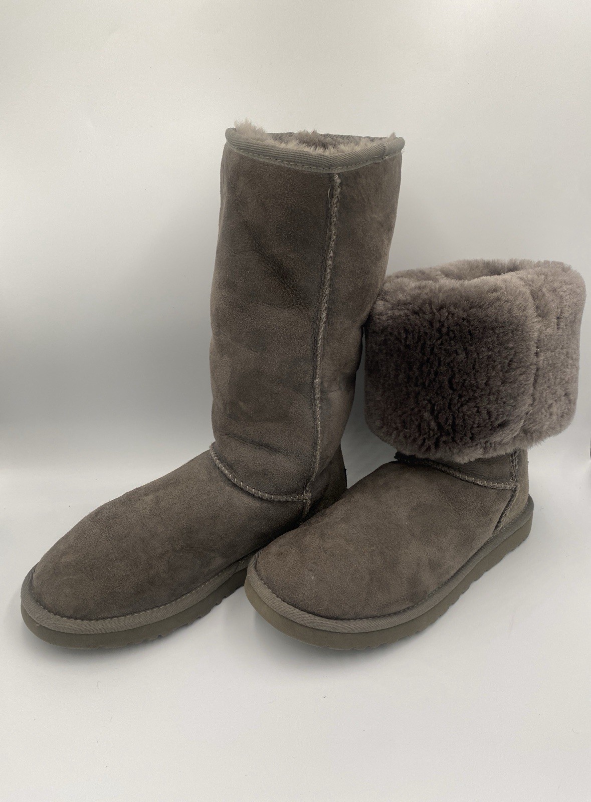 Vintage UGG Australia Classic Tall Suede Boots Grey Size 8 (Read Desc)