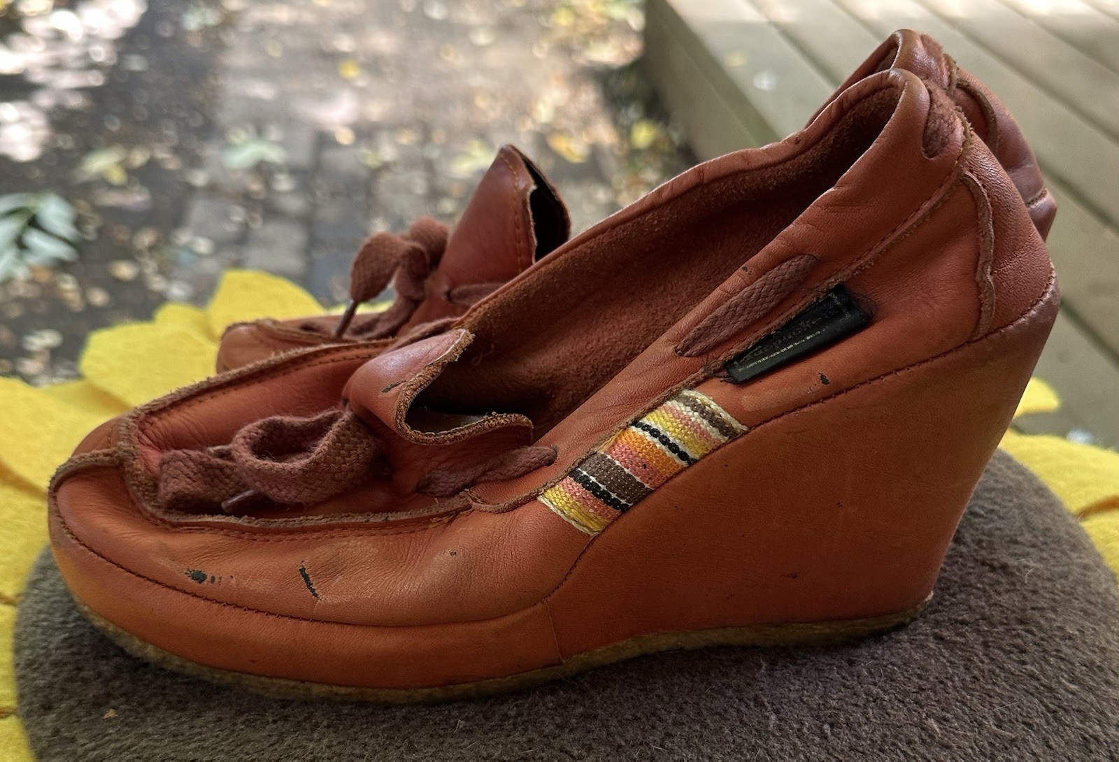 Vintage Platform Wedge Shoes Terracotta Fudpuckers