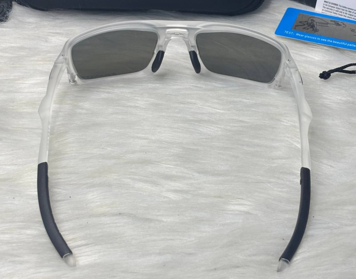 Oakley Triggerman Sunglasses Matte Clear Frame Prizm Polarized Deep Blue Lenses