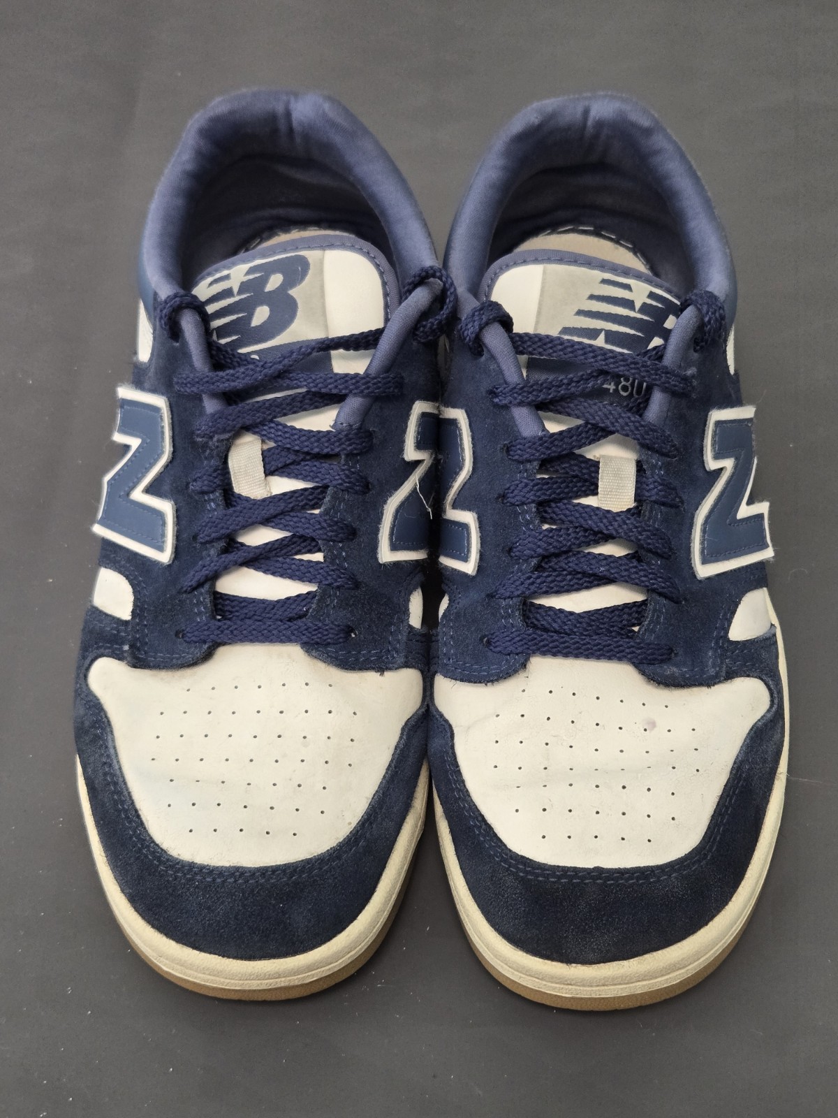 New Balance BB480 Mens Athletic Casual Shoes White/Navy Blue BB480 Size 10