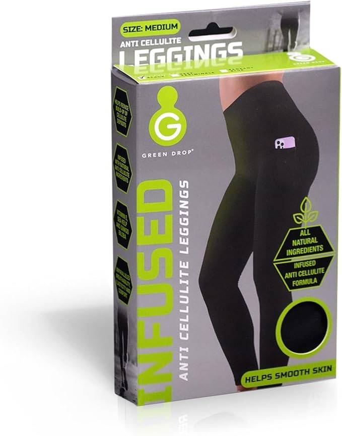 Green drop High Waist Anti Cellulite Leggings – Medium