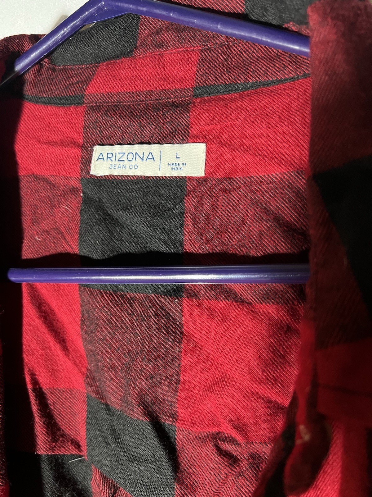 Arizona Jean Co Men’s Flannel Plaid Long Sleeve Button-Up Shirt Red/Black L