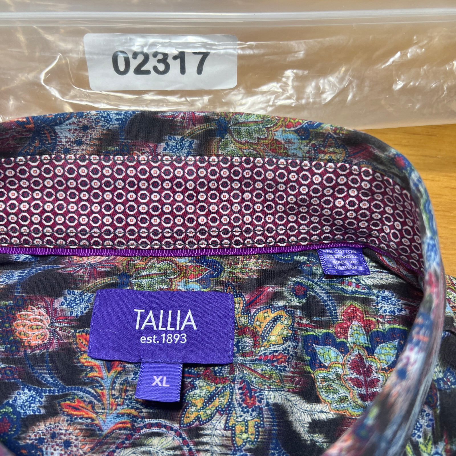 Tallia Men’s Size XL Floral Stretch Cotton Long Sleeve Flip Cuffs Casual Shirt