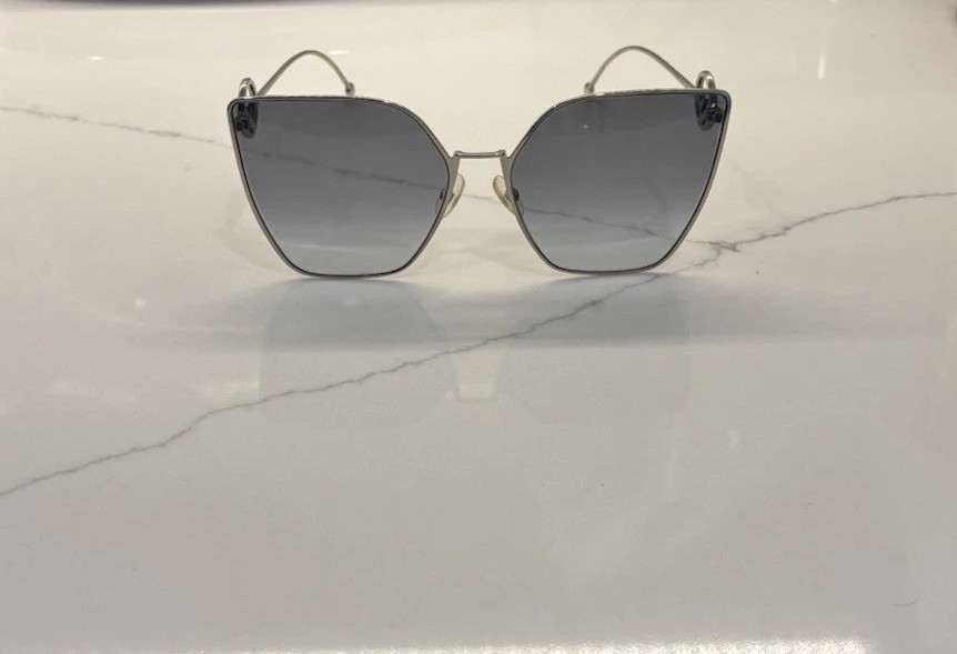 New! Womens FENDI FF 59MM Gradient Silver Logo Sunglasses- With Case$325