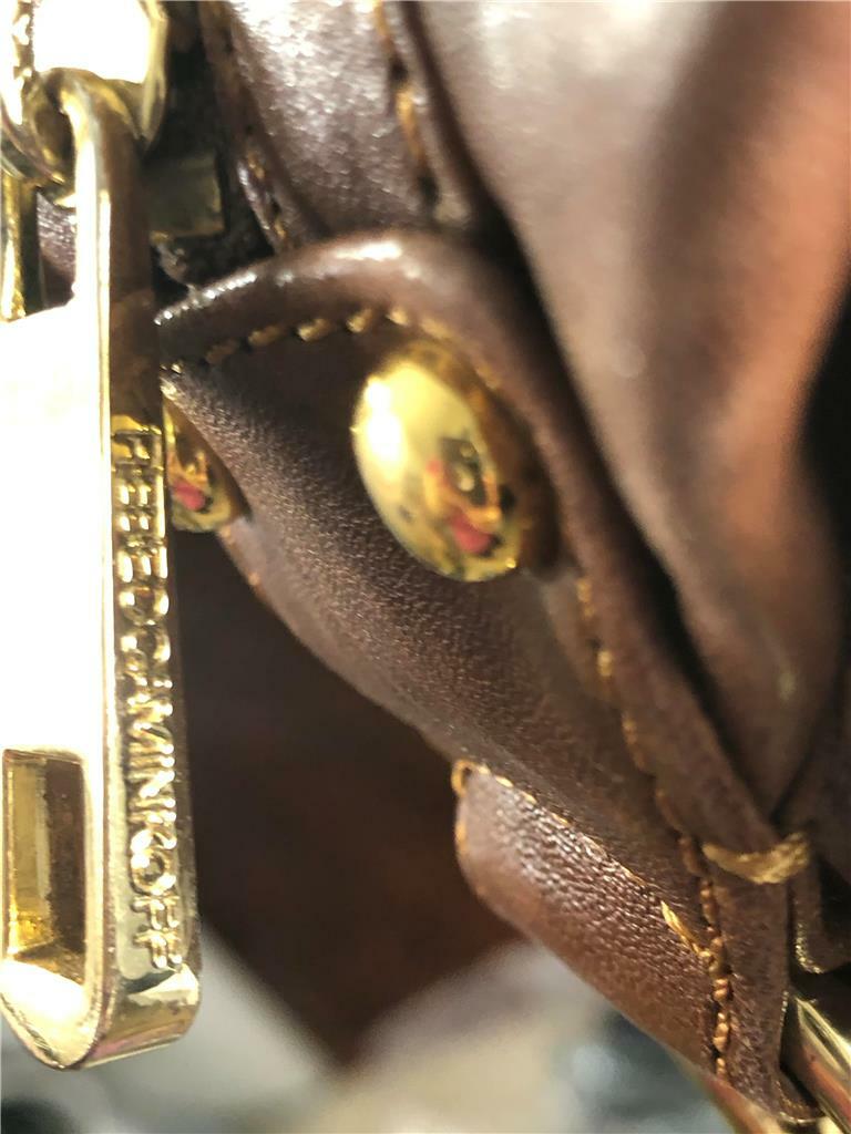 REBECCA MINKOFF Gold Tone Grommet-Embellished M.A.B. Bag In Brown Leather