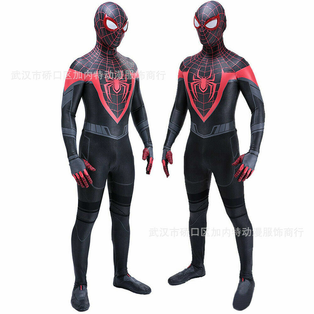 2021 Miles Morales Spiderman Jumpsuit Spider-Man Cosplay Costume Halloween Props