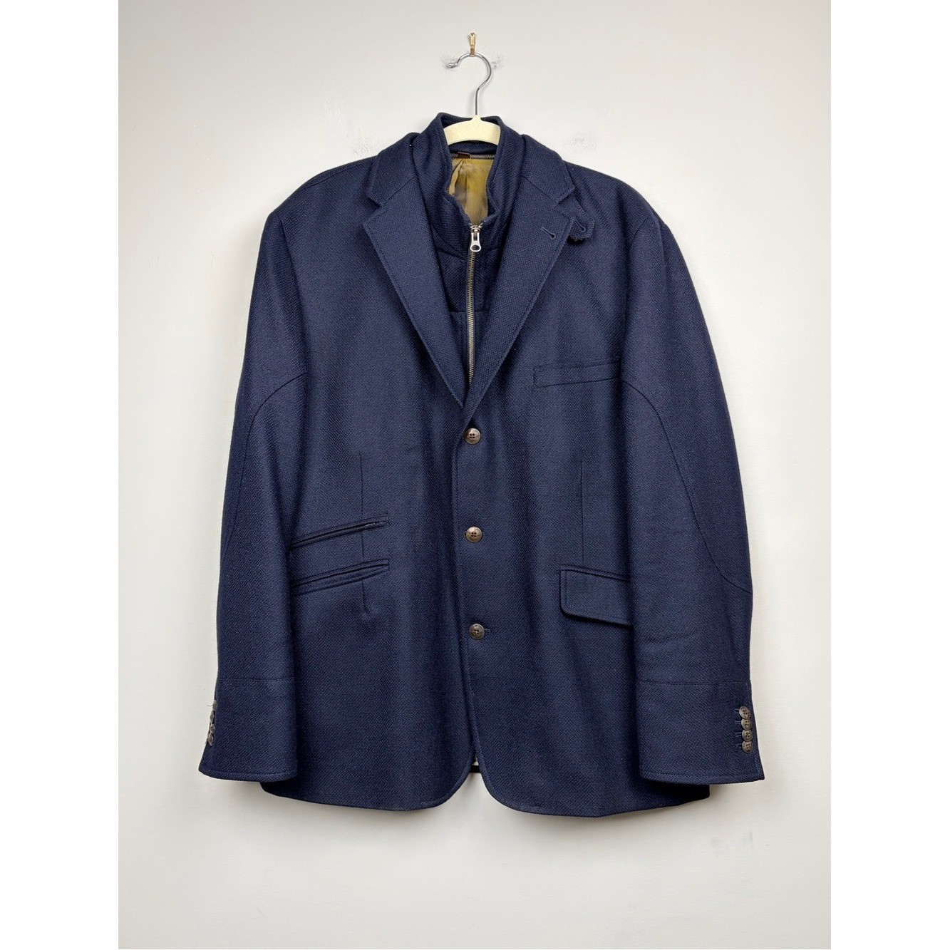 Kroon Richie Wool Cashmere Layered Sport Coat Blazer Navy 44R Italy
