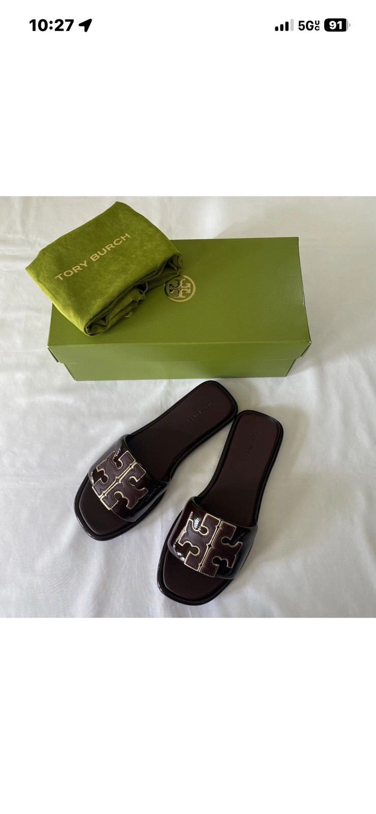 NIB Toru Burch Double T Logo Sports Slide US11 Plum $200