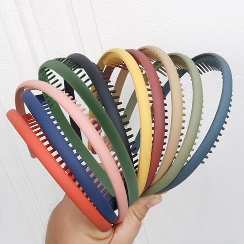 10 PCS Thin Hair Bands with Teeth, Plastic 1 Count (Pack of 10) Color A