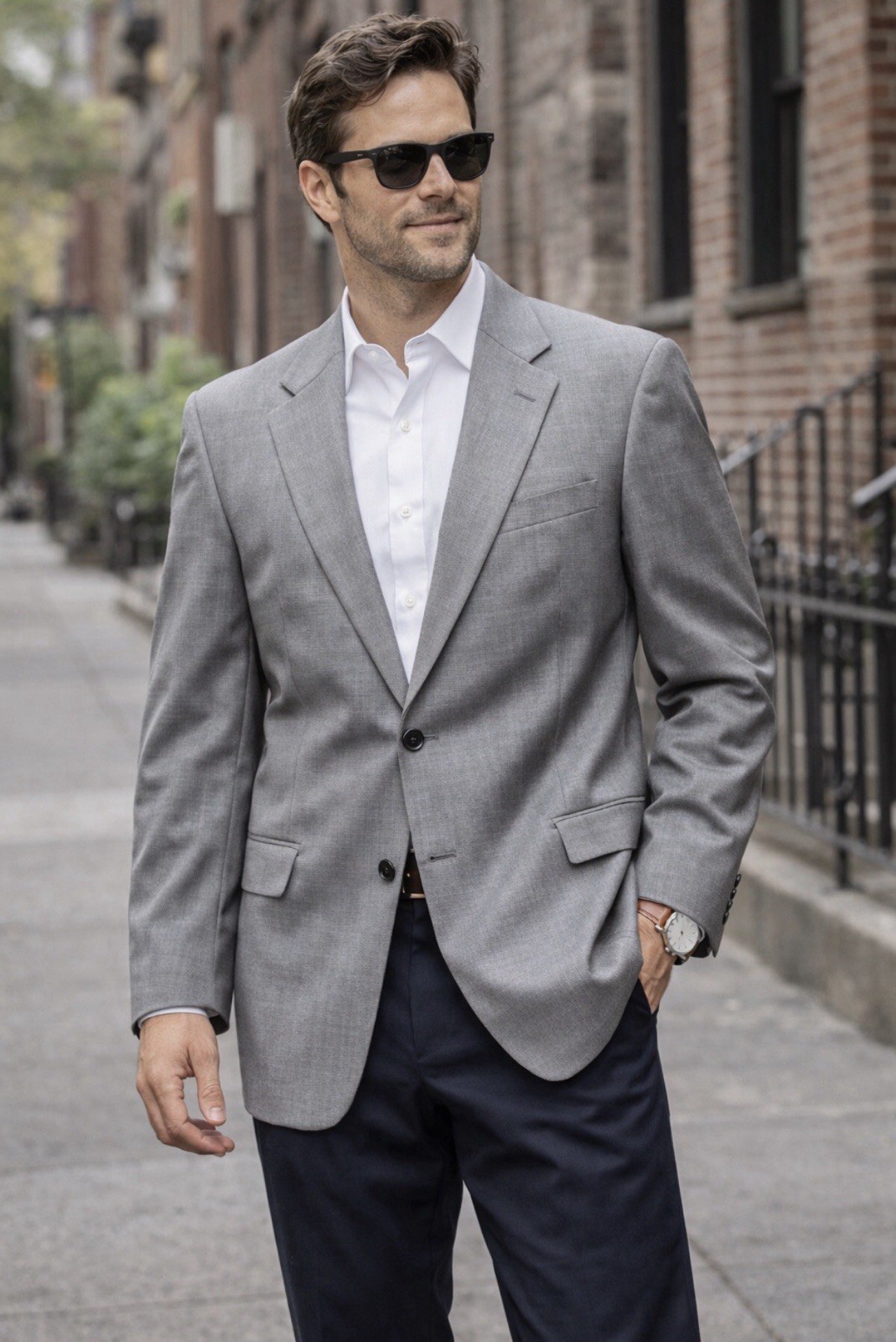 RALPH LAUREN Lauren Gray Houndstooth Men’s Blazer 42L Single-Breasted 2-Button