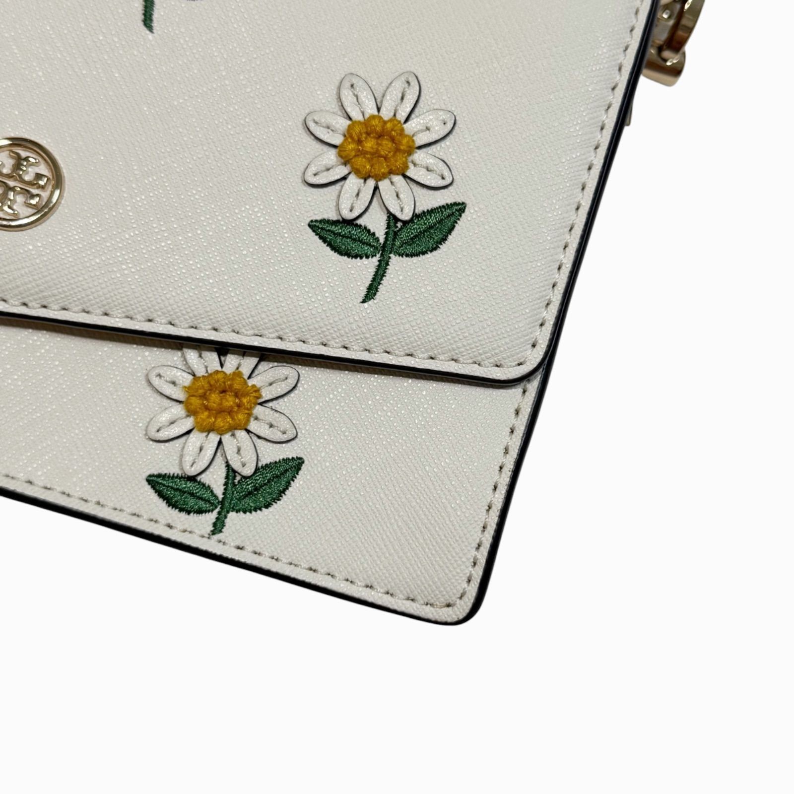 Tory Burch Robinson Embroidered Mini Leather Crossbody Bag Daisy