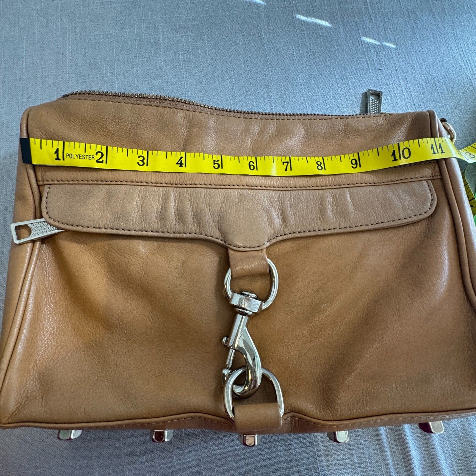 Rebecca Minkoff MAC Crossbody Bag Tan Leather Studded Chain Strap