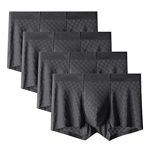 Mens Ice Silk Mesh Boxer Briefs Breathable Underwear | Cool Large 4pcs Black