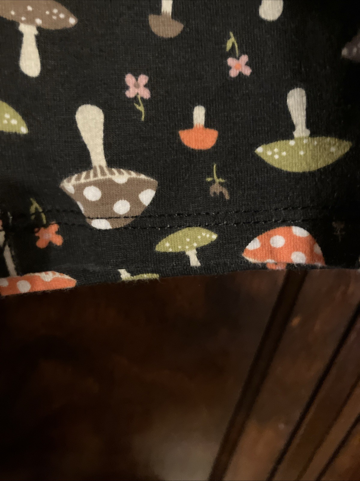 Junior Capri Leggings S-3/5 Mushroom Print 95% Cotton-5% Spandex, 18” Inseam