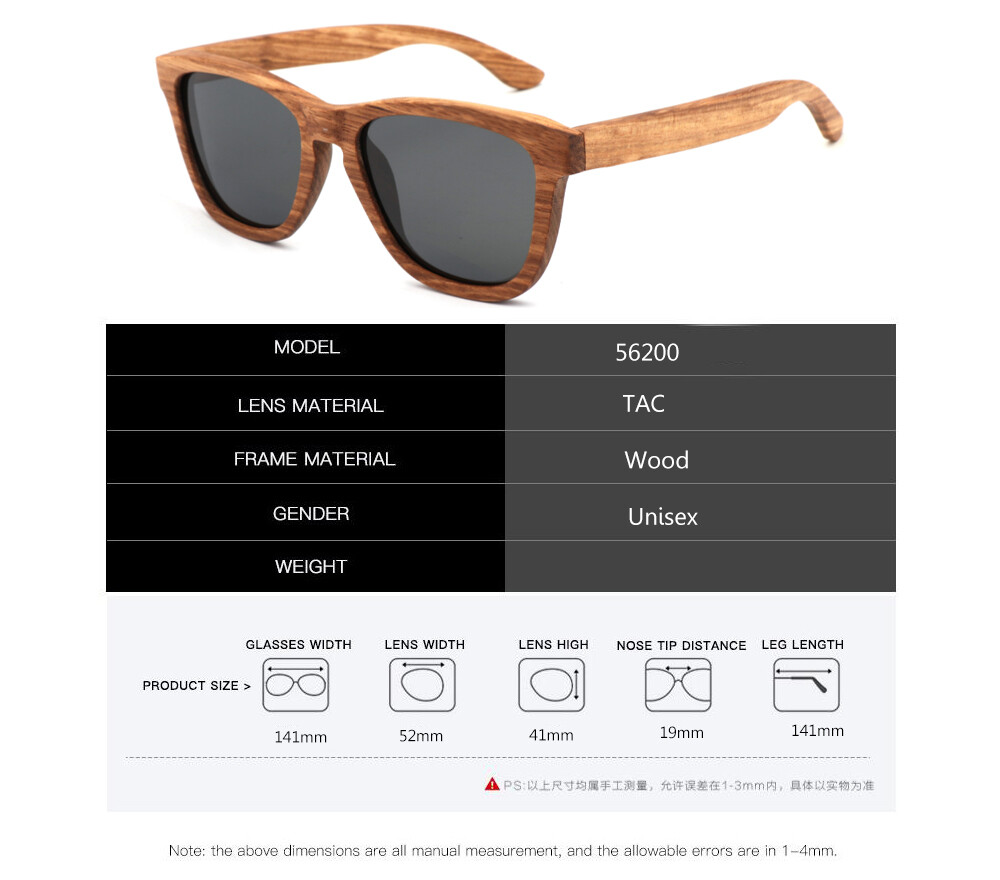 Unisex Zebra Wood Polarized Sunglasses Retro Wooden Frame UV400 Outdoor Glasses