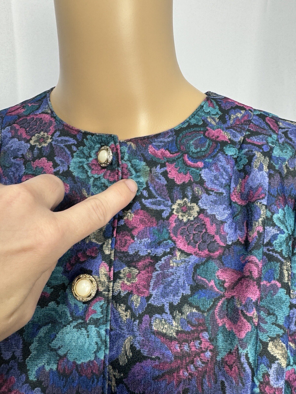 VTG 80s California Looks Floral Jacquard Belted Midi Dress Sz 10 Made USA Purple