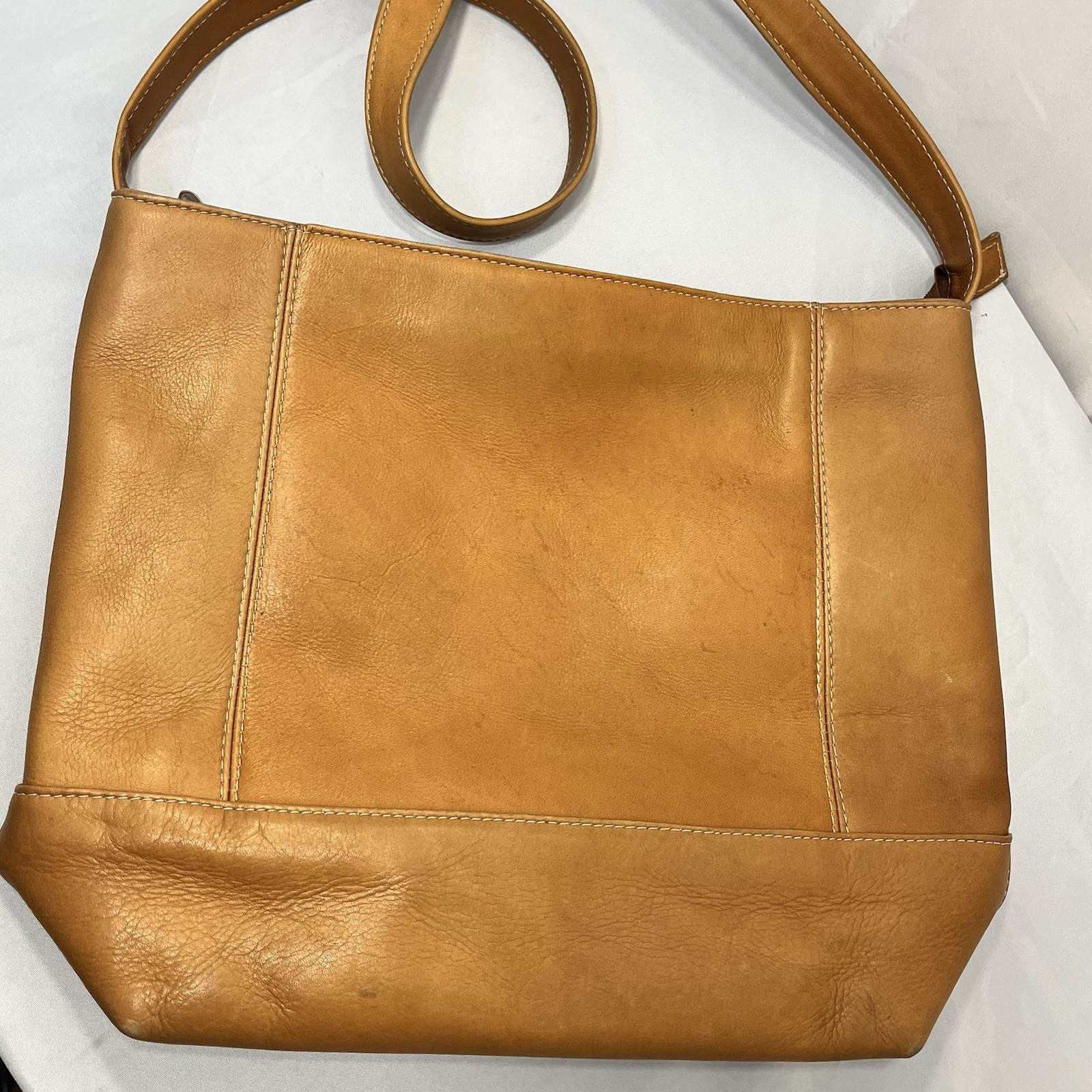 Le Donne Leather Collection Purse Shoulder Bag Soft Brown Bag Zip Top