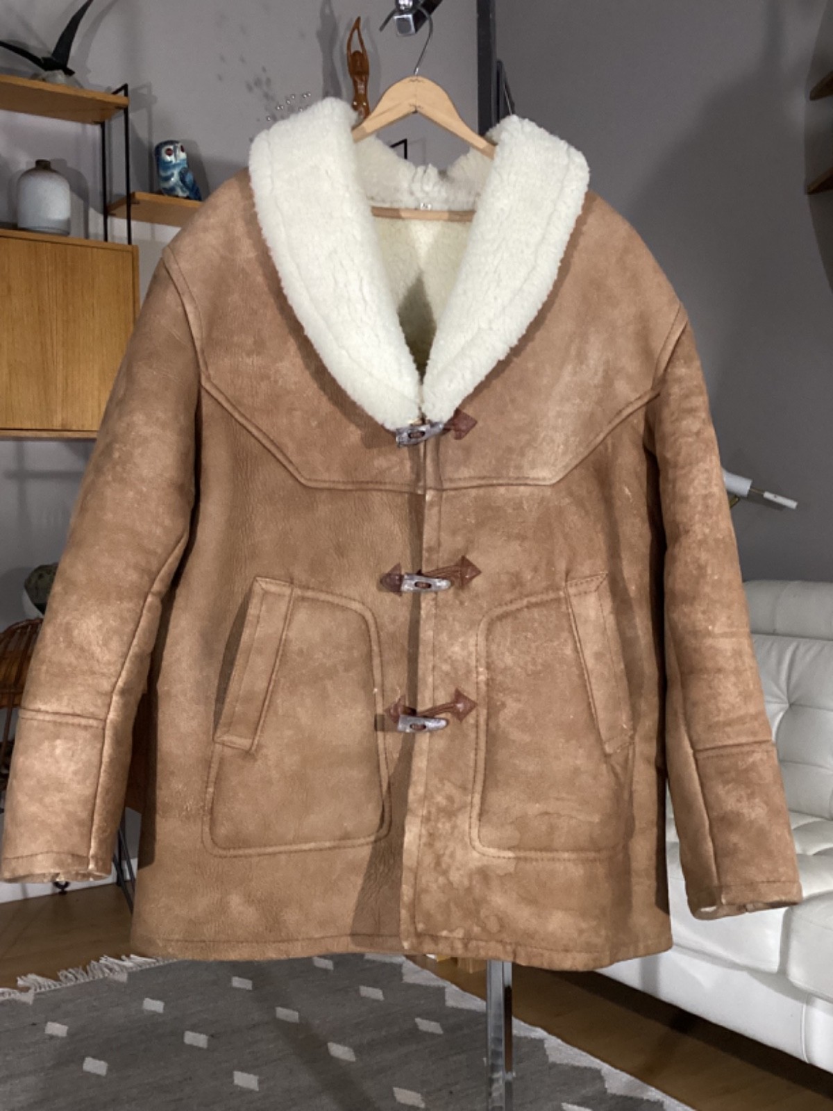 Vintage Men’s Heavy Sheepskin / Leather Western Rancher Plainsman’s COAT sz XL