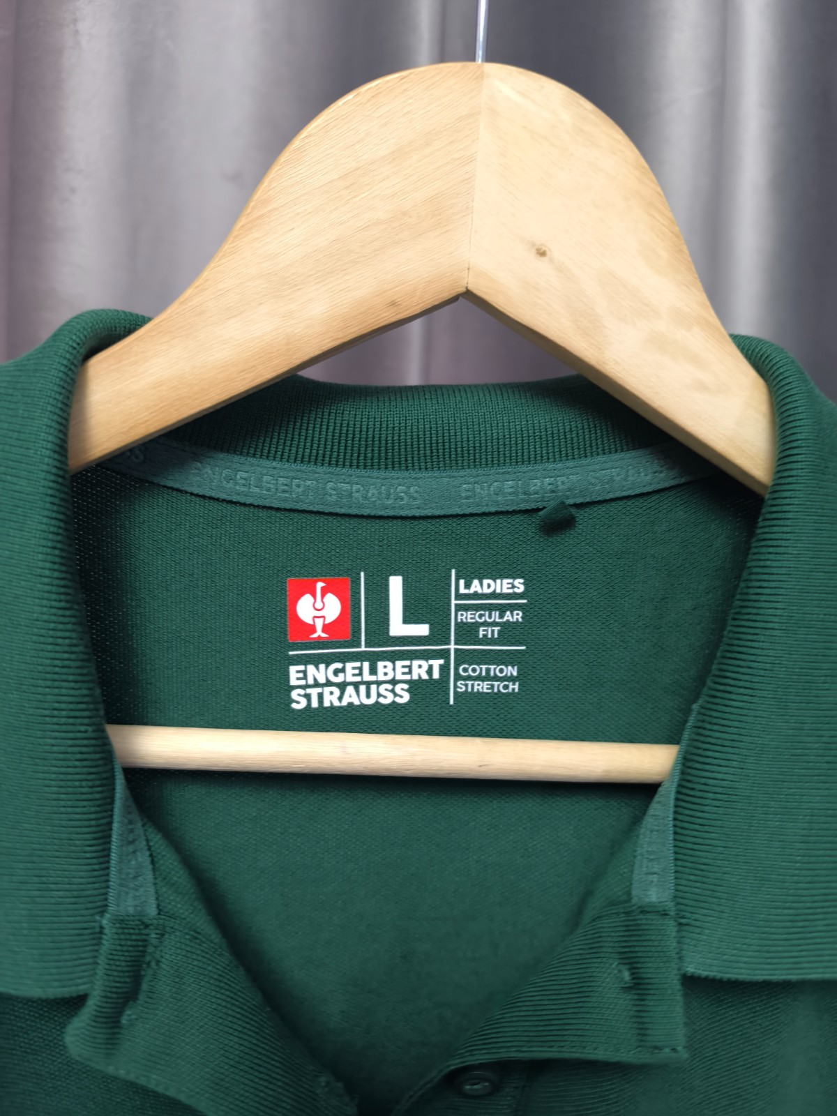 Engelbert Strauss Women’s Polo Shirt L Green Cotton Stretch Short Sleeve Workwea