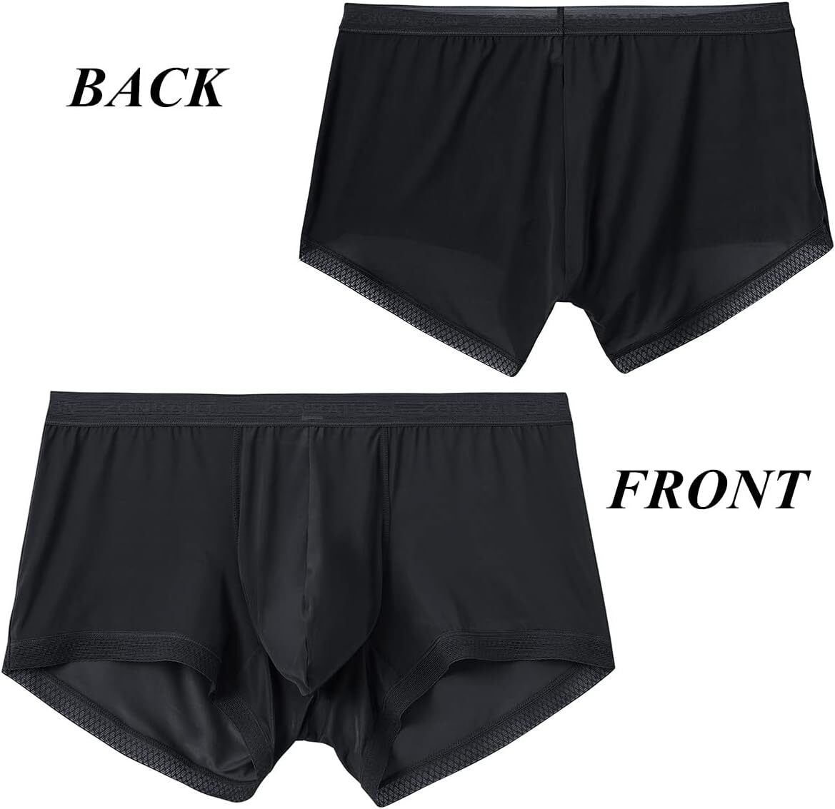 Zonbailon Men’s Ice Silk Boxer Briefs Transparent Stretch See-Through Underwear