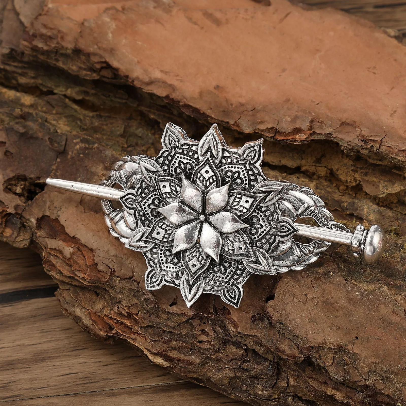 1pc Scandinavian Retro Popular Flower Hairpin Normcore Celtic Knot Stick Hair