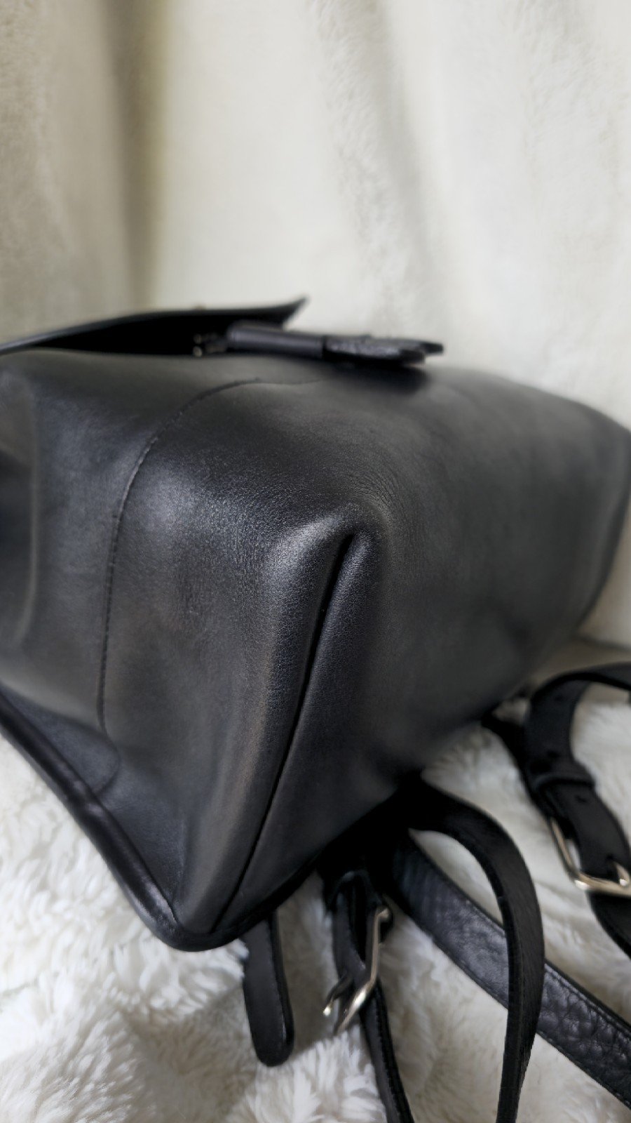 COACH 9791 Black Leather Nickel Turn Lock Zip Pockets Backpack Adj. Straps