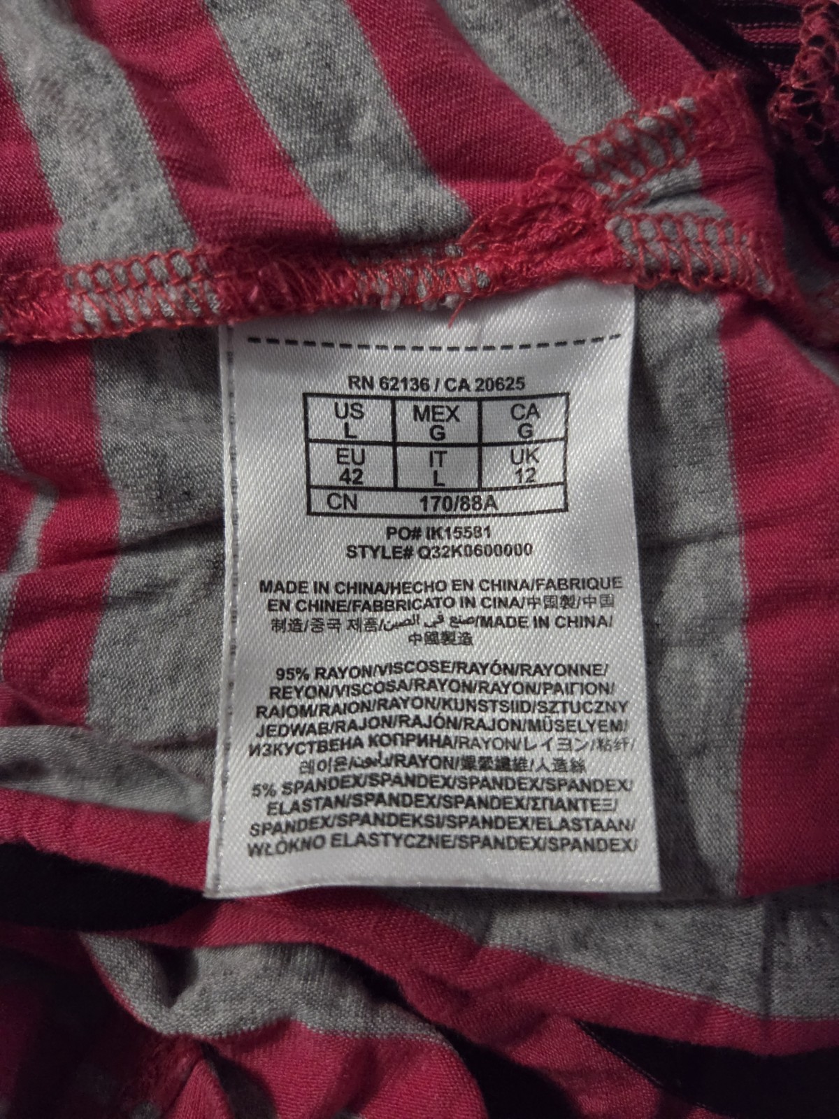 GUESS Racerback Tank Maxi Dress Magenta, Grey & Black Stripe, Size Large
