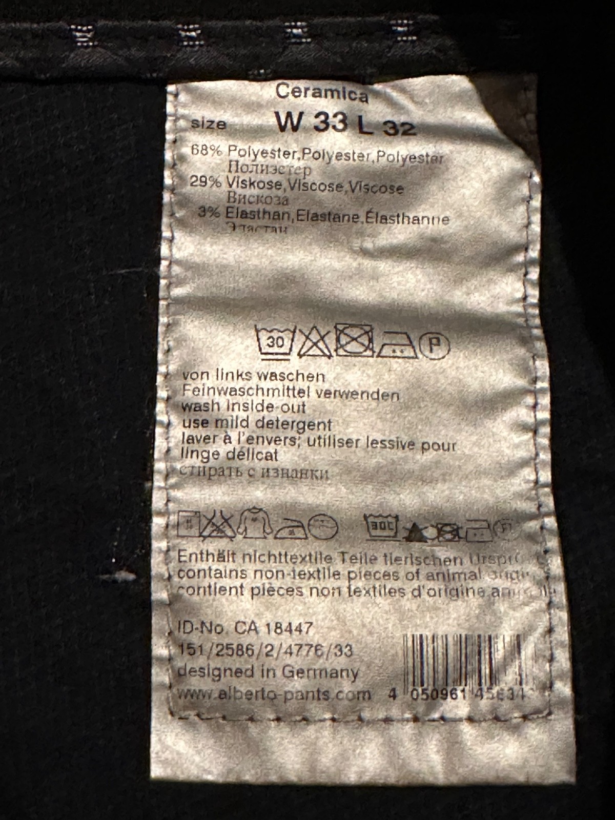 Alberto Ceramica Pants Men’s 34×32 Modern Fit Career Workwear Flat Front READ