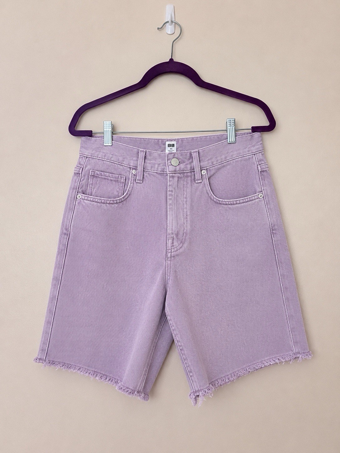 7 For All Mankind Lavender Denim Bermuda Shorts Women Size 27 NWT Frayed Hem