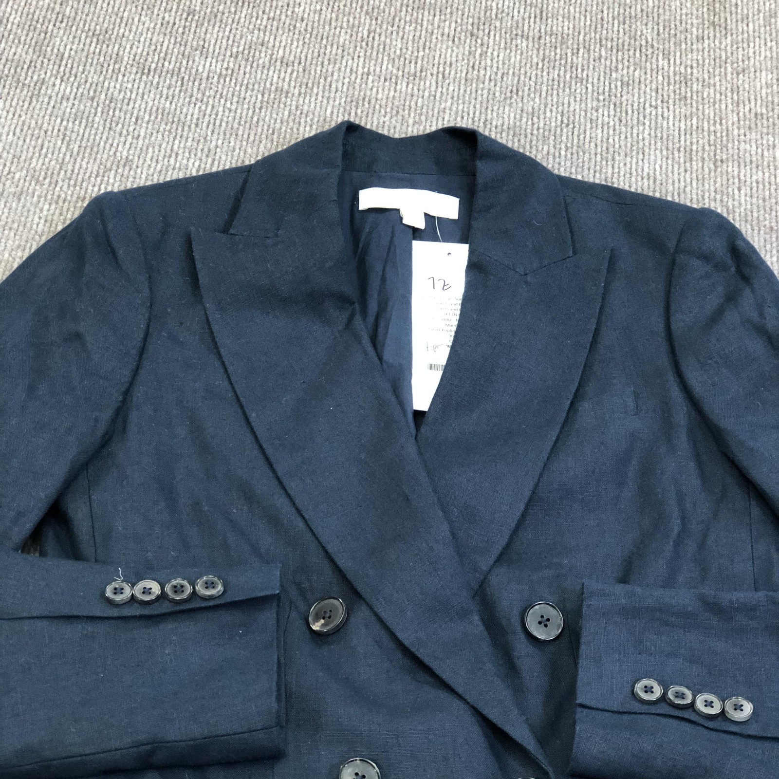 Brooks Brothers Blazer Womens 2 Navy Double Breasted Poplin Long Jacket Office
