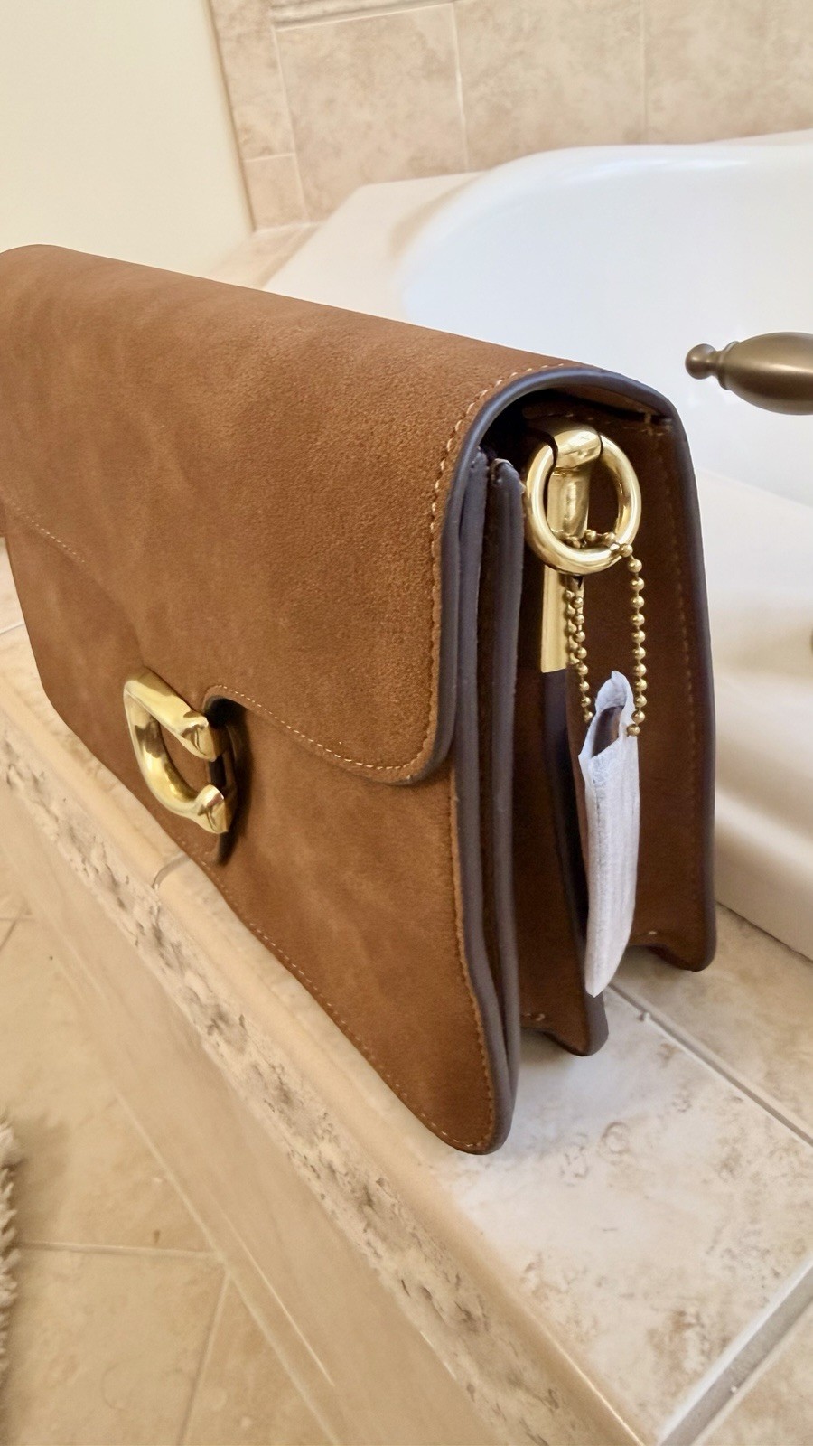 Coach Brown Crossbody Tabby 26cm Bag, Gold Hardware, Magnetic Flap