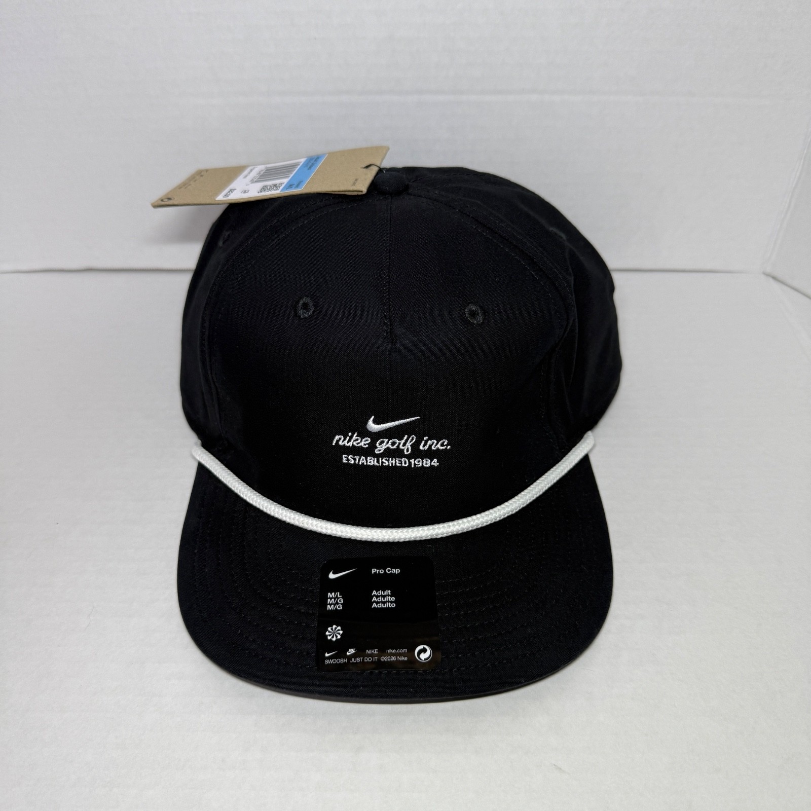 Nike Pro Golf Training M/L Unstructured Strapback Rope Hat #IB8543-010 Black Cap