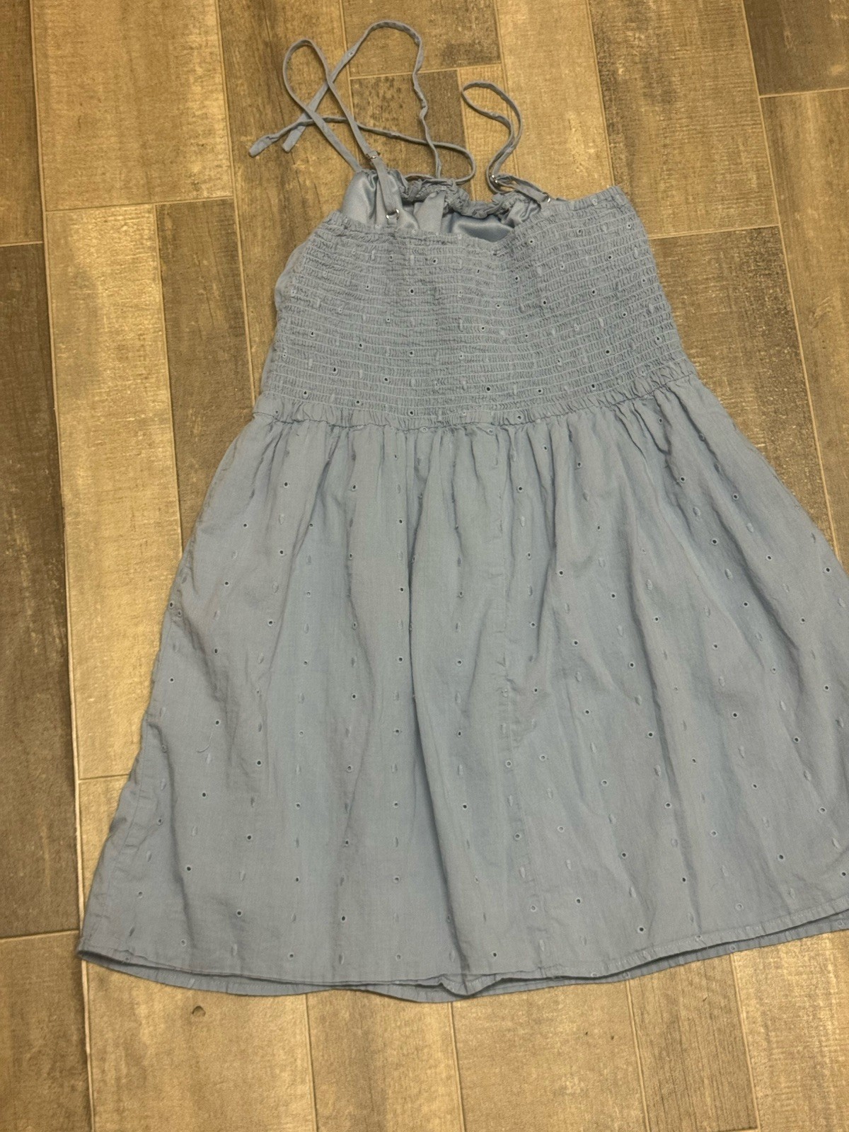 Hesperus Blue Smocked Dress Medium Adjustable Straps Lined Airy Sleeveless