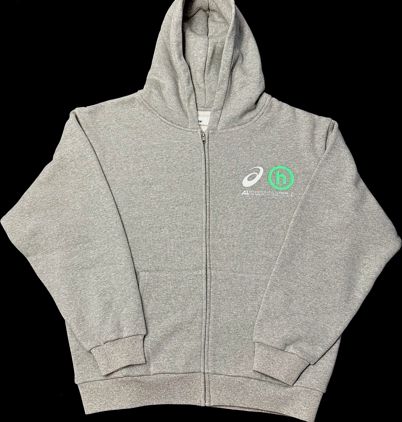 Hidden NY x ASICS Gray Full Zip Hoodie Men’s L