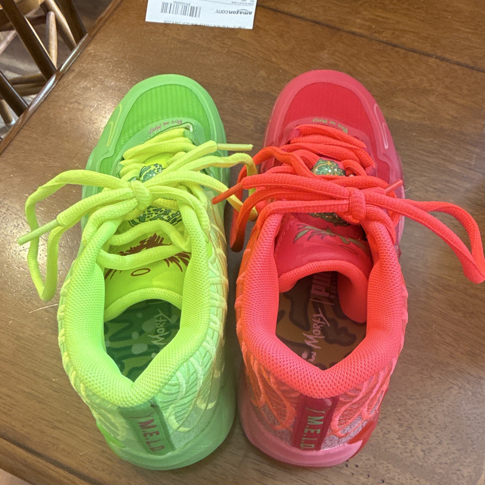 PUMA MB 01 Rick and Morty Mismatched Green/Red Colorblock Mid Top Sneakers