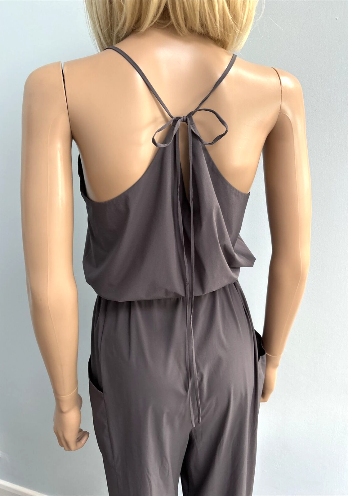 SWEATY BETTY ‘Karma’ Grey 100% Recycled Polyester Cruise/Casual Jumpsuit XS 8/10
