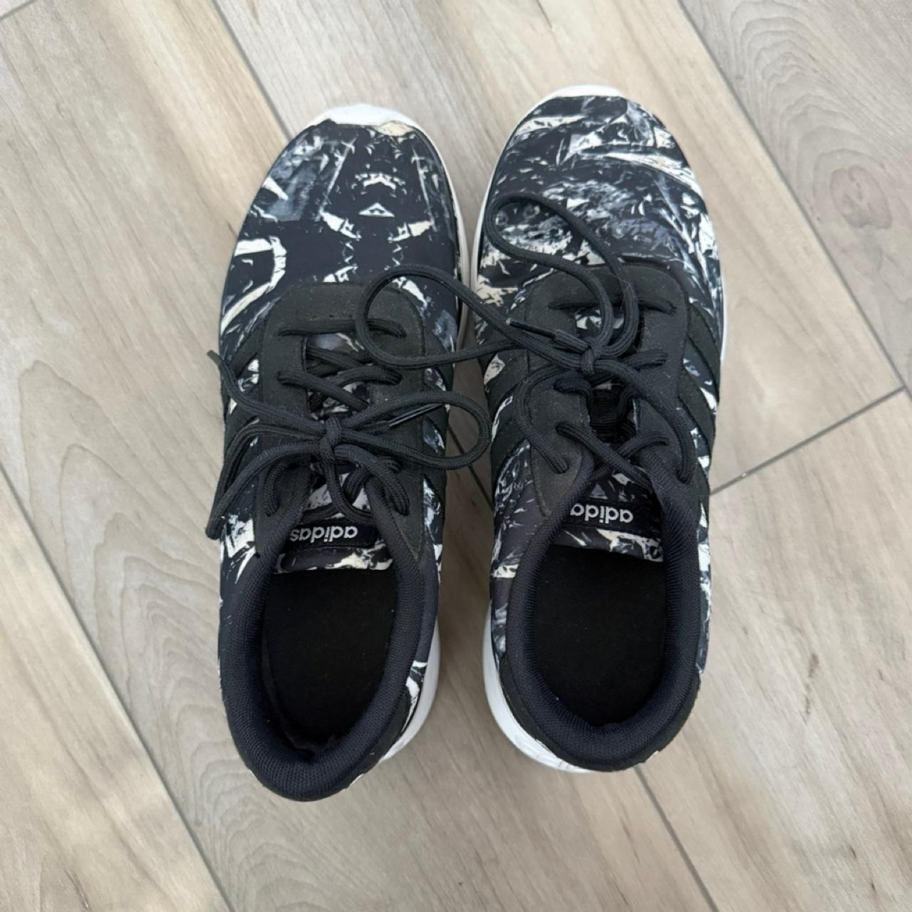 Adidas black and white cloud foam marbled camo style sneakers Women’s sz US 7.5