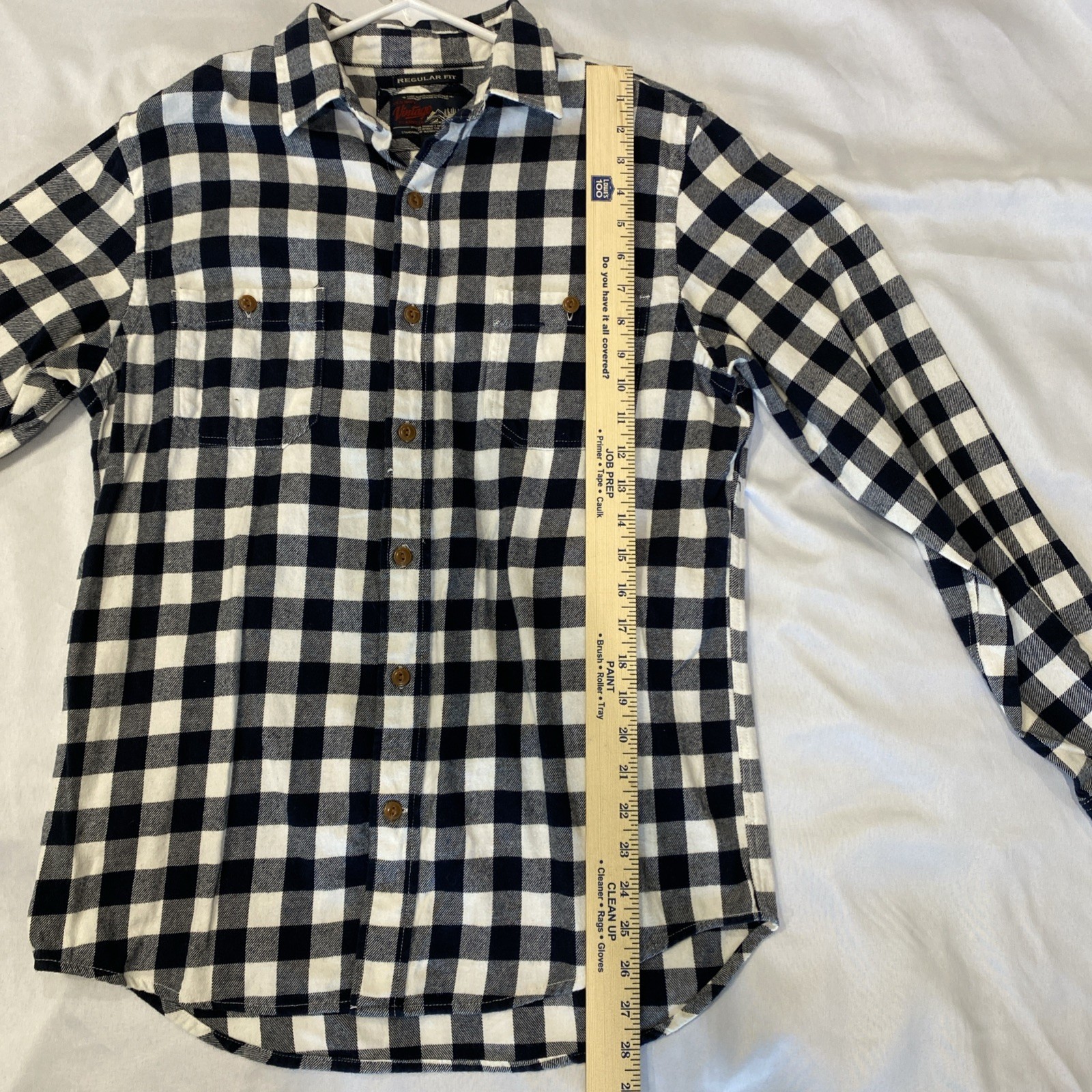 Old Navy Vintage Style Flannel Shirt Small Regular Fit Black White Plaid Gingham