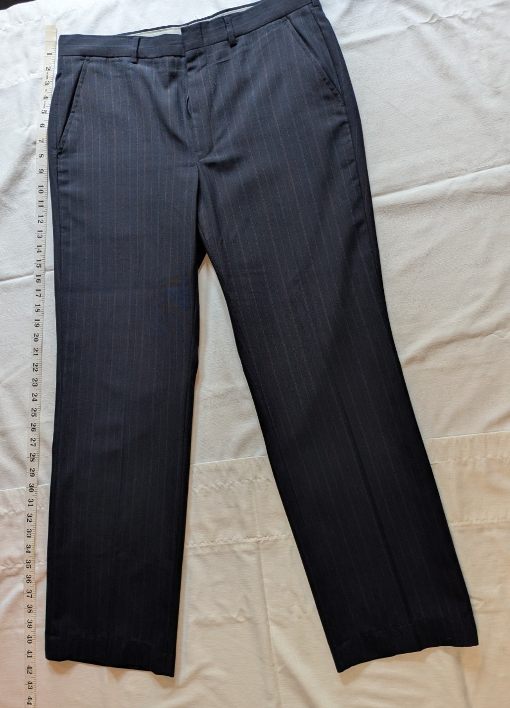 TownCraft Men’s Black Pinstripe Suit Jacket & Pants, Multicolored Pinstripes