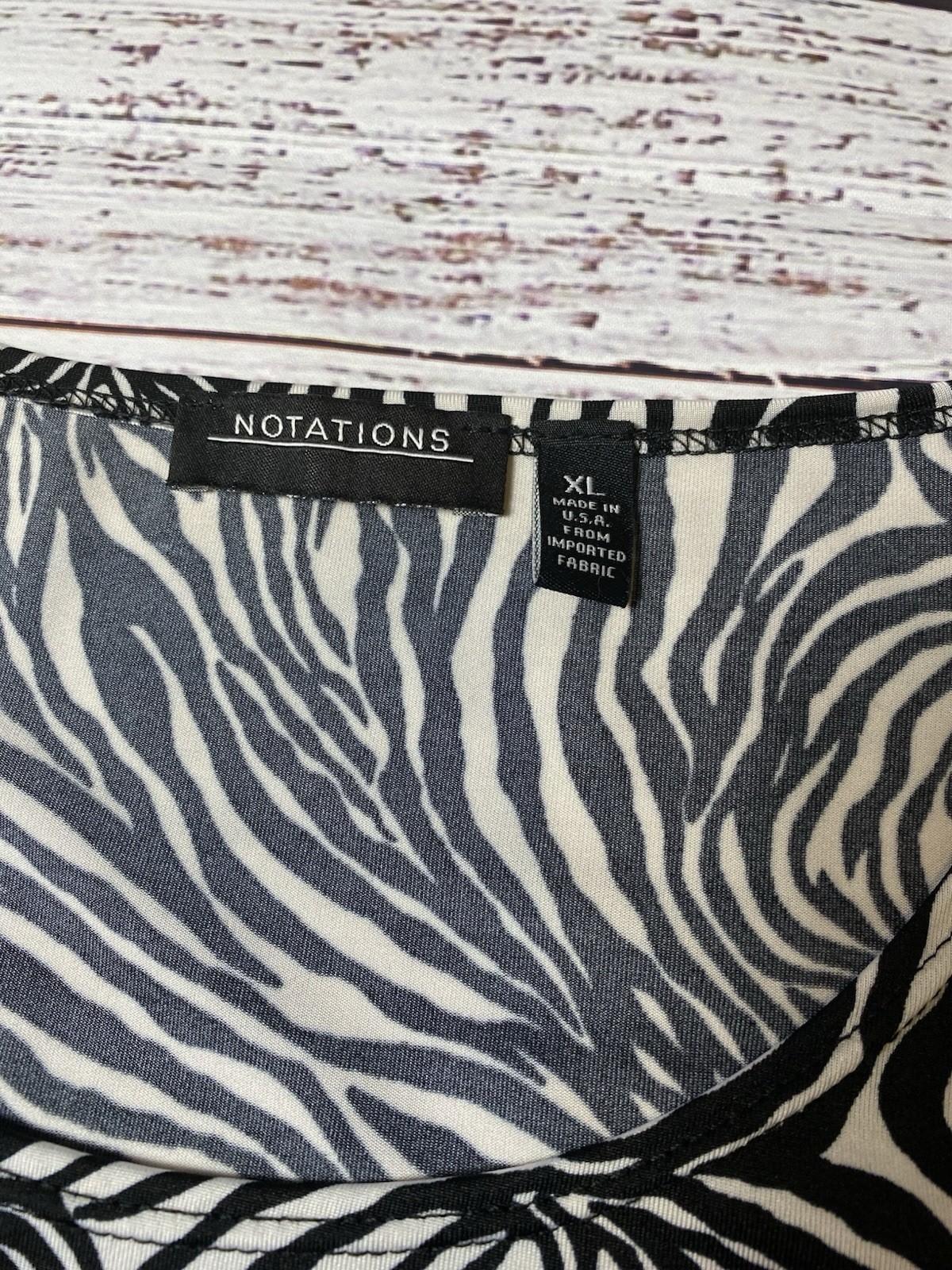 Notations Women’s XL Black/White Zebra Animal Print Scoop Neck Tank Top