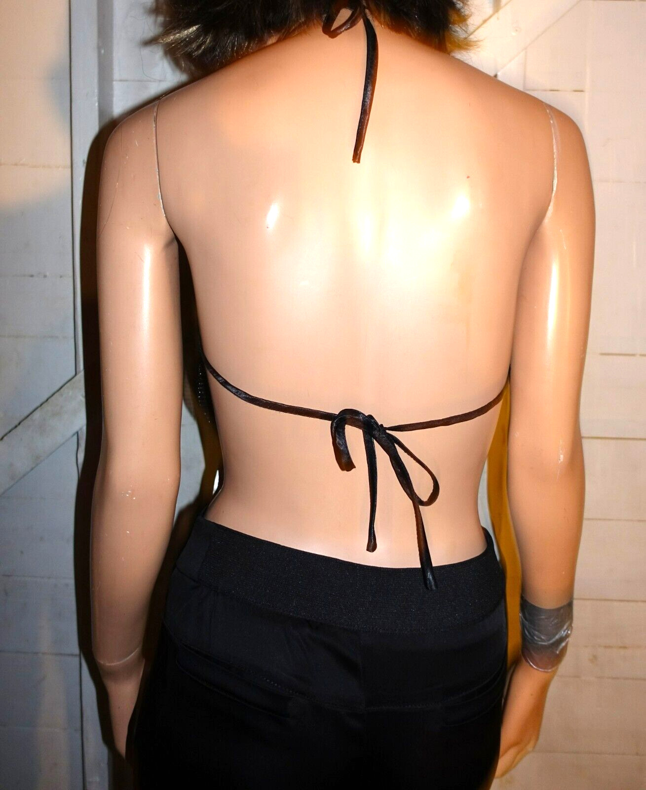 Better Be Black Mesh Halter Top One Size NWT