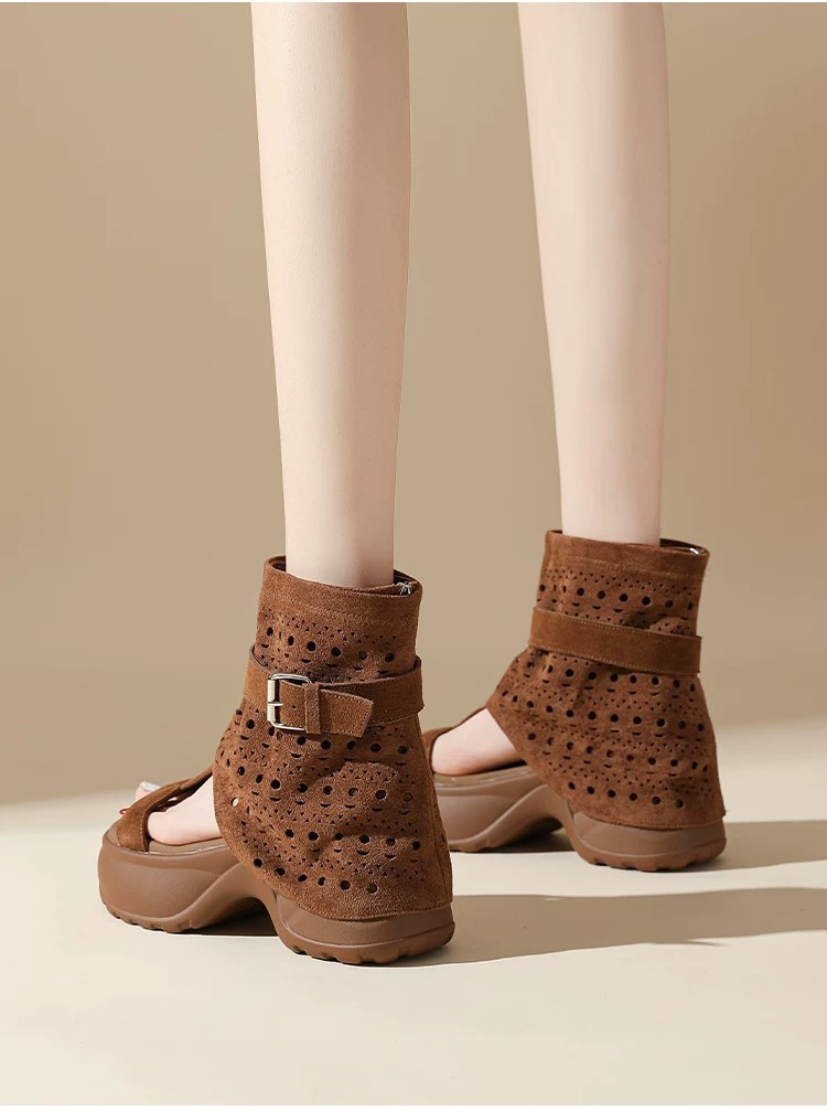 Womens Lady Hollow Out Buckle Gladiator Beach Sandals High Heels Platform Shoes
