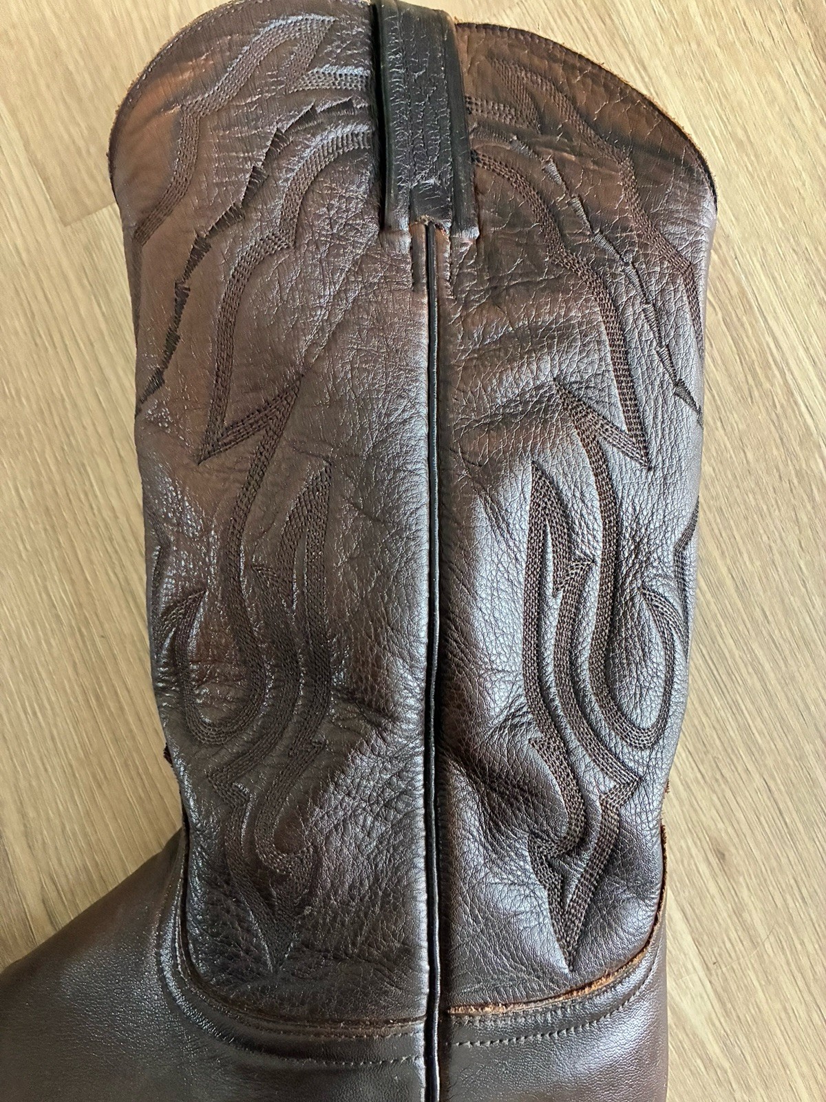 Lucchese Cowboy Boots 2000 Lone Star Calfskin Men’s 11 B T3099R4 Walnut Brown